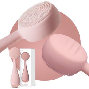 Clean, Acne, and Redvolution – Electric Facial Cleansing Brush, Smart Facial Device with Silicone Brush & Anti-Aging Massager, Red and Blue LED Light