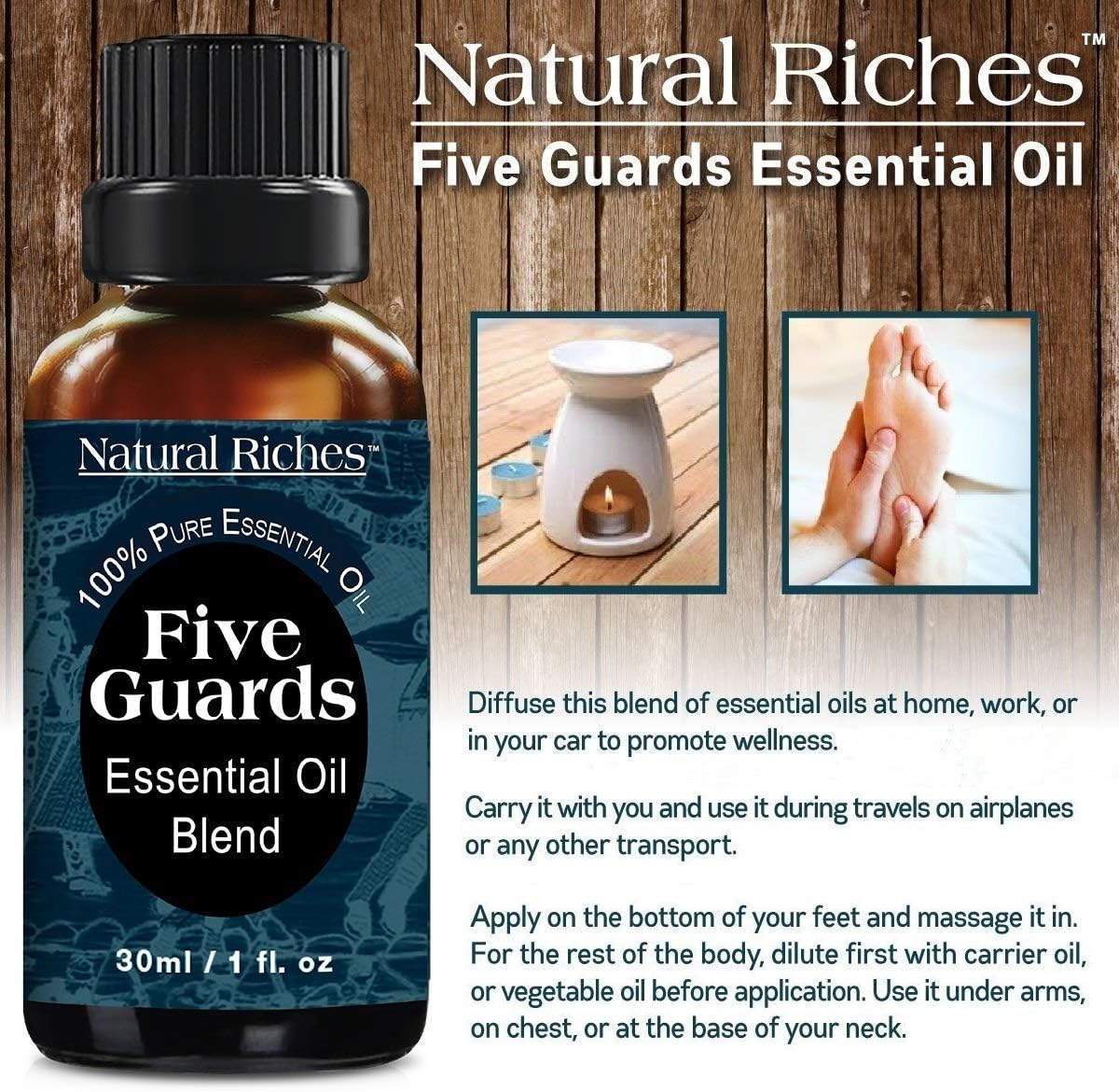 Natural Riches Five Guards Essential Oil Blend for Health Shield Aromatherapy with Clove Cinnamon Lemon Rosemary Eucalyptus Oil - 30ml - Image 3