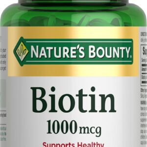 Nature’s Bounty Biotin, Supports Metabolism for Energy and Healthy Hair, Skin, and Nails, 1000 mcg, 100 Tablets