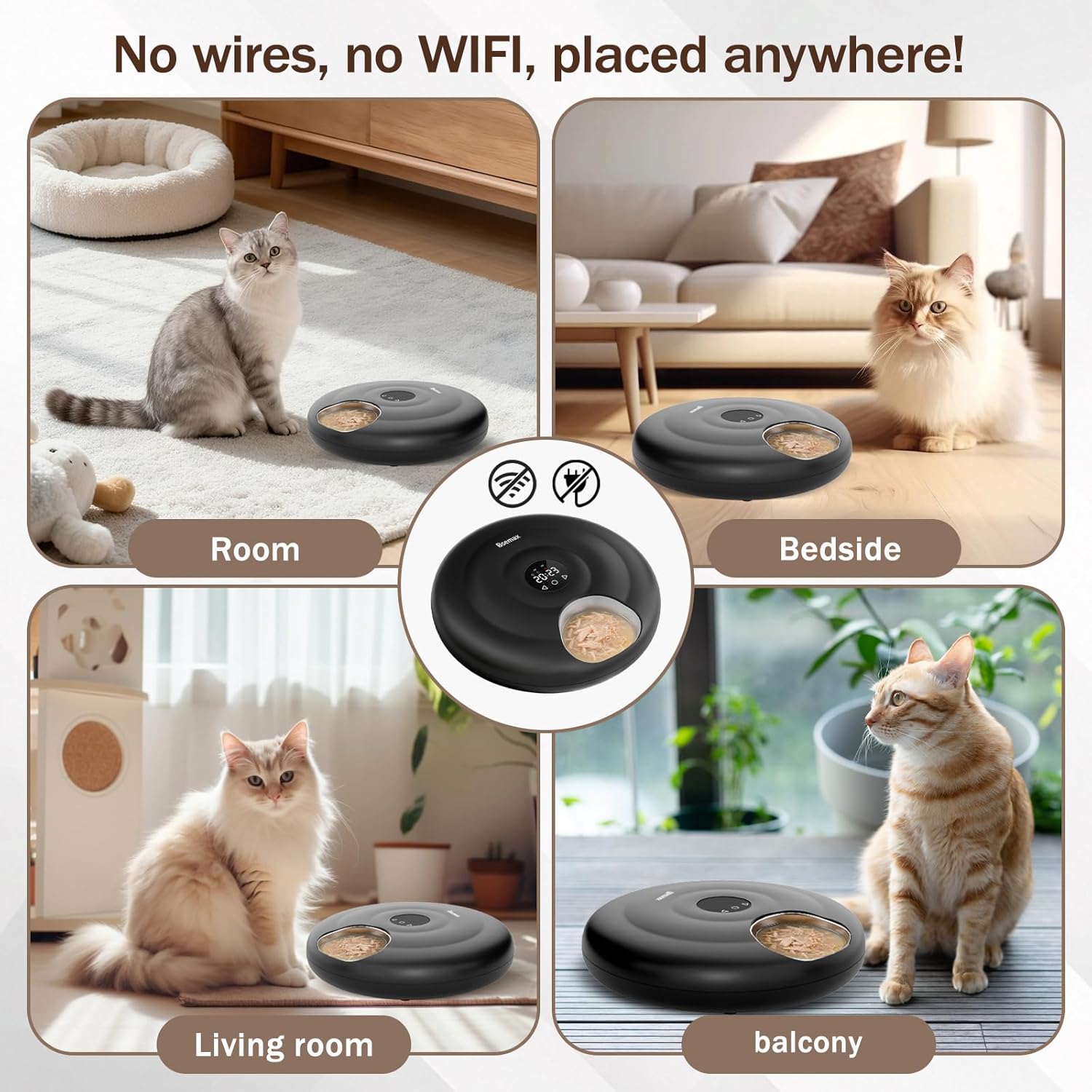 Automatic Wet Food Cat Feeder, Auto Refrigerated Wet Foods Feeder for Cats Dogs 6 Meal Timed Fresh Foods Dispenser with 2 Ice Packs Automatic Cat Dog Food Stainless Steel Bowl for Kitty Puppy Cat Dog - Image 6