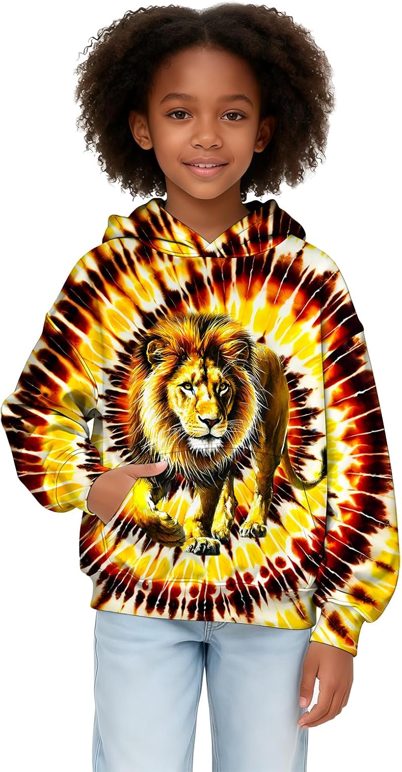 Kids Tie Dye Hoodie Sweatshirt Hooded Kangaroo Pocket Pullover Hoodies for Boys Girls - Image 5