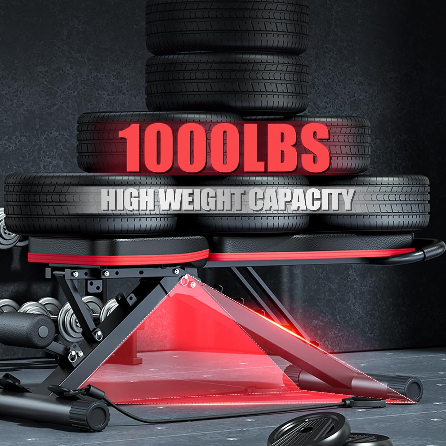 2026 1000LBS Adjustable Weight Bench, Multi-Functional Incline Decline Flat Bench Press, Foldable Full Body Dumbbell Workout Bench for Home Gym Weight Training, Sit Ups, Space-Saving Fitness Equipment - Image 2