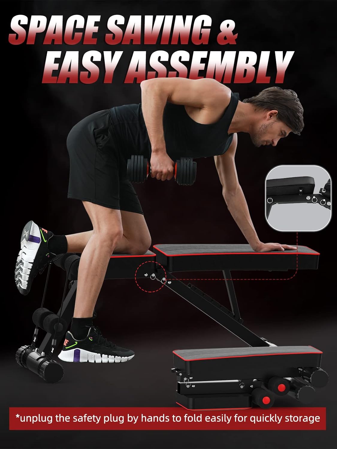 YOLEO Adjustable Weight Bench - Utility Weight Benches for Full Body Workout, Foldable Incline/Decline Bench Press for Home Gym - Image 6