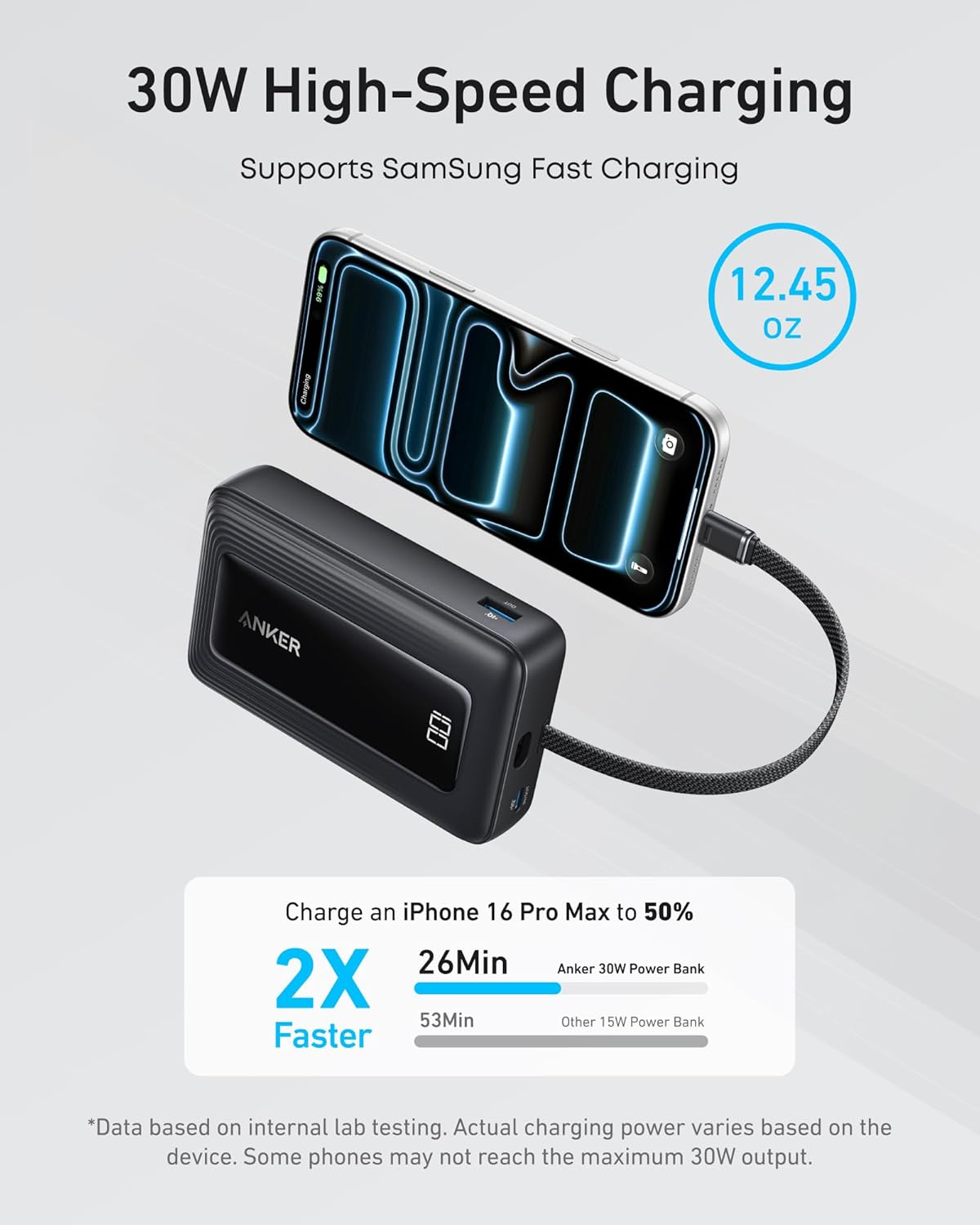 Anker Zolo Power Bank (2025 Upgraded Version), 20,000mAh 30W High-Speed Portable Charger with Built-in USB-C Cable, Battery Pack for iPhone 17/16 / 15 Series, Galaxy, and More - Image 3