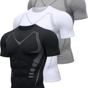 Workout Shirts for Men, Quick Dry Athletic Gym Active T Shirt for Running, Breathable Outdoor Training Shirts