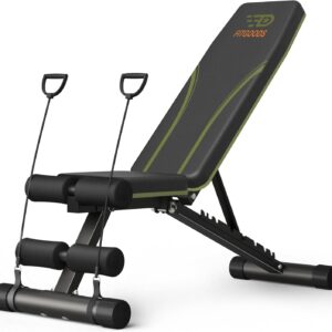 Fitgoods Adjustable Weight Bench for Home Gym, Foldable 700LBS Workout Bench with 9 Backrests, Multi-Purpose Bench Press for Incline Decline Flat with Fast Adjustment (2 resistance bands)