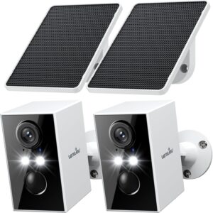 wansview Security Cameras Wireless Outdoor-2K WiFi 6 Solar Camera Outdoor Wireless for Home Security with AI Motion Detection, Color Night Vision, 2-Way Audio, 2.4GHz WiFi Only, Alexa, A1 2P White