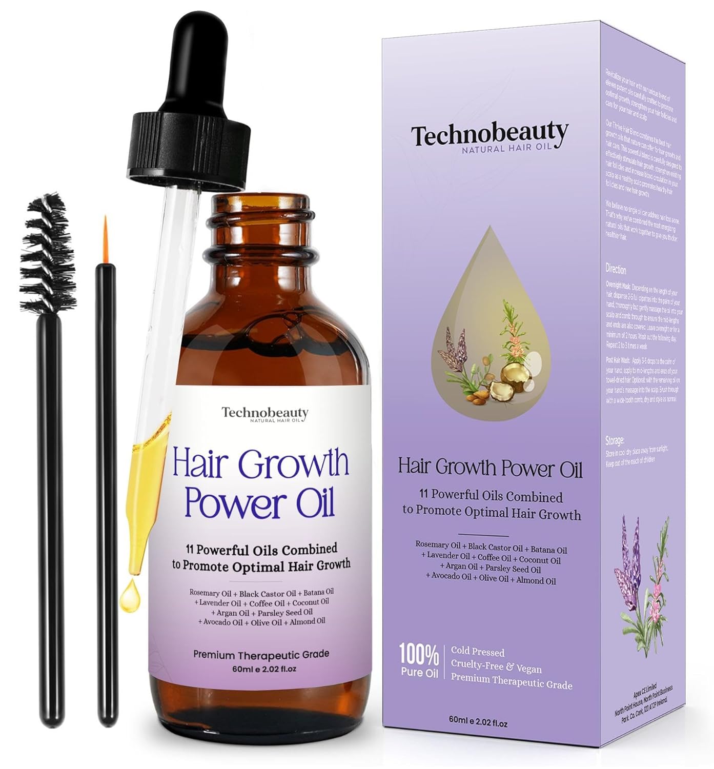 Rosemary Oil With Black Castor, Batana, Lavender, Coffee, Coconut, Argan, Avocado, Olive, Almond & Parsley Seed Oil, 11 Oils Infused for Ultimate Hair Growth & Care for Stronger, Thicker Hair - Image 2