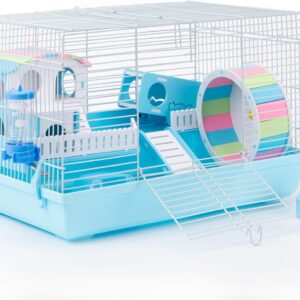 ROBUD Large Hamster Cage Gerbil Haven Habitat Small Animal Cage (Blue)