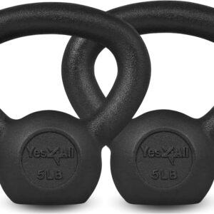 Yes4All Cast Iron Kettlebell, Strength Training Kettlebells 5-80 Lb (5,10,15,20,25,30,35,40,45,50,60,70,80 Lb) for Full Body Workout, Push up, Strength Training – Single & Kettlebell Set of 2 for Men