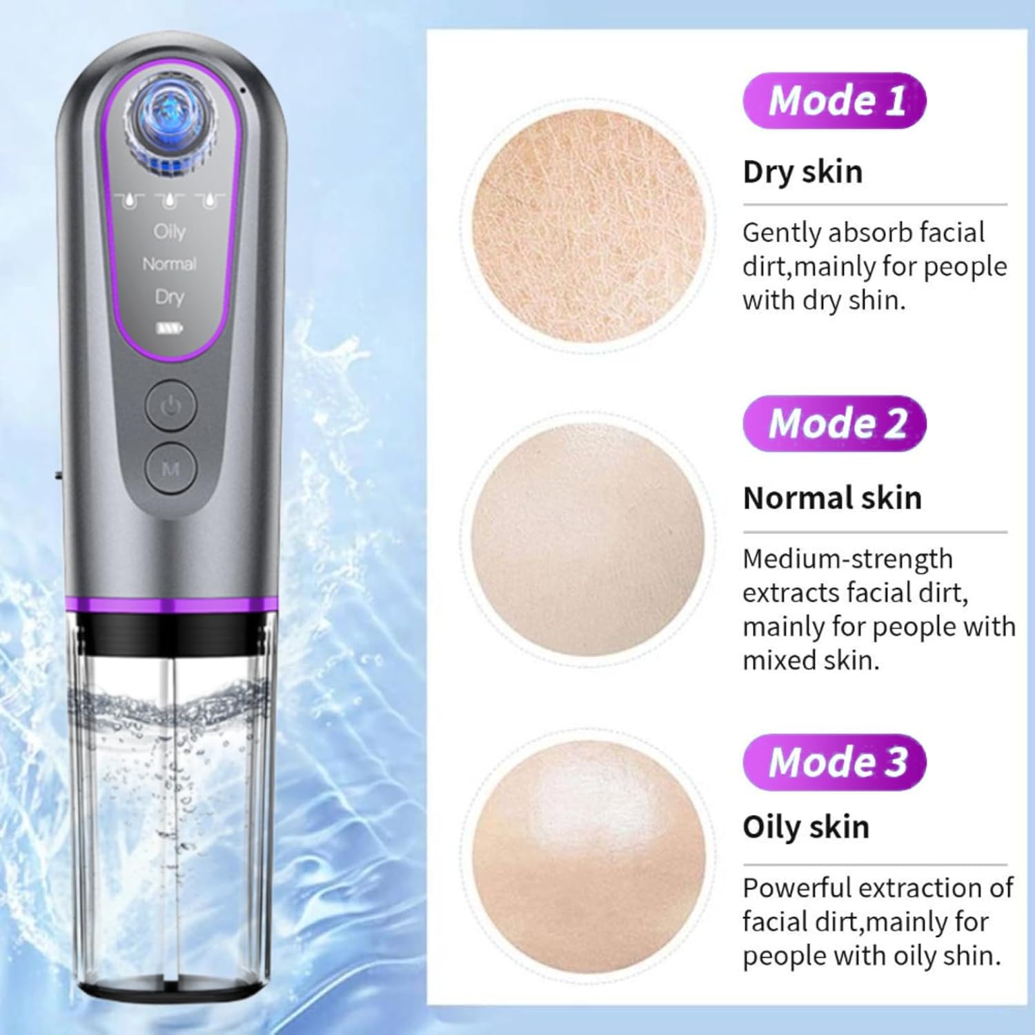 Blackhead Remover Suction Pore Vacuum Hydro Facials Hydrating Pore Cleaner Machine Pimple Extractor with USB Charging Cable Beauty Device - Image 5