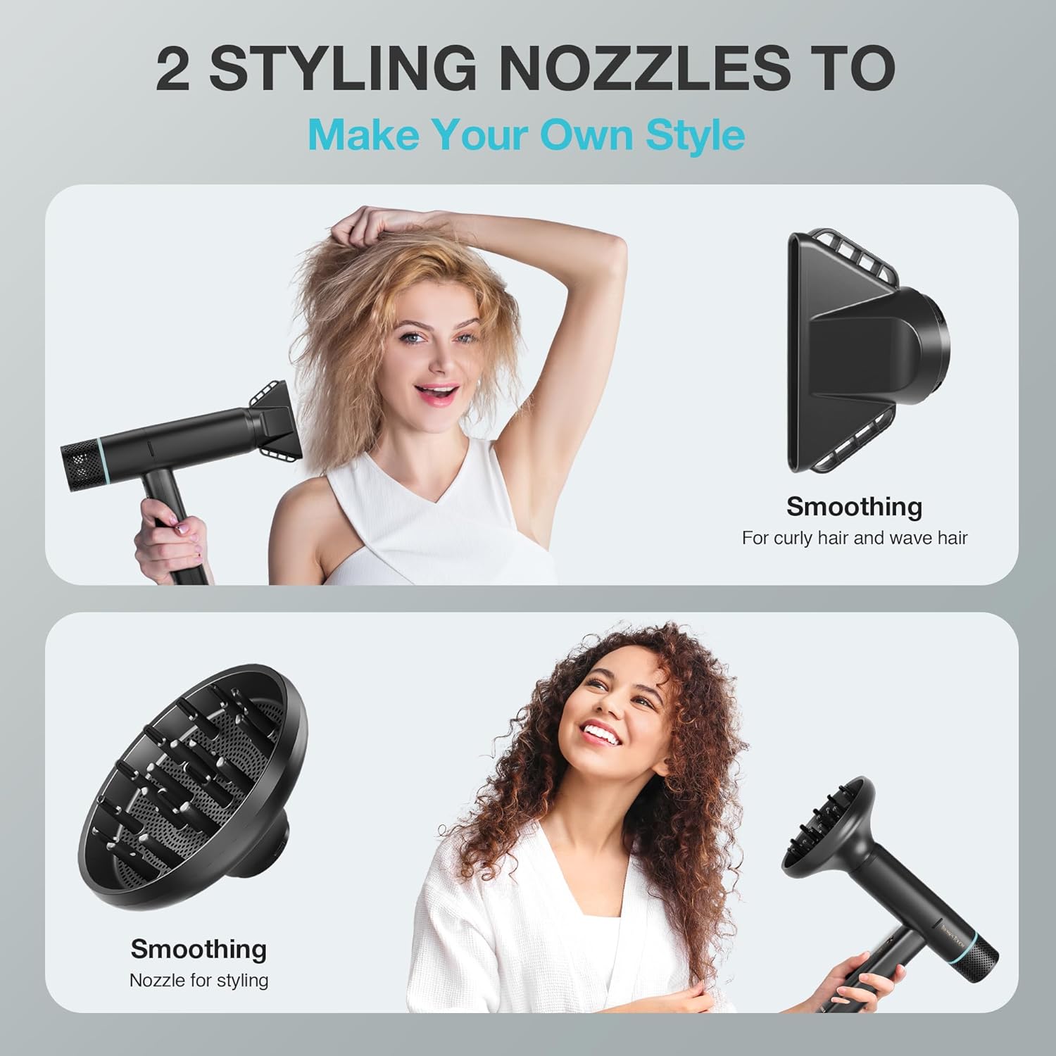 Hair Dryer with Diffuser Blow Dryer, High-Speed Ionic BlowDryer, Powerful 1600 Watt Motor for Fast Drying and Straight & Wavy Hair, Low Noise, Lightweight, Professional Hairdryer for Home Salon - Image 7