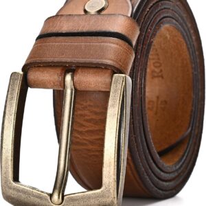 Luxury Full Grain Genuine Leather Belt Men Gift, 1.5″ Wide Vintage Real Leather Western Cowboy Men’s Belts