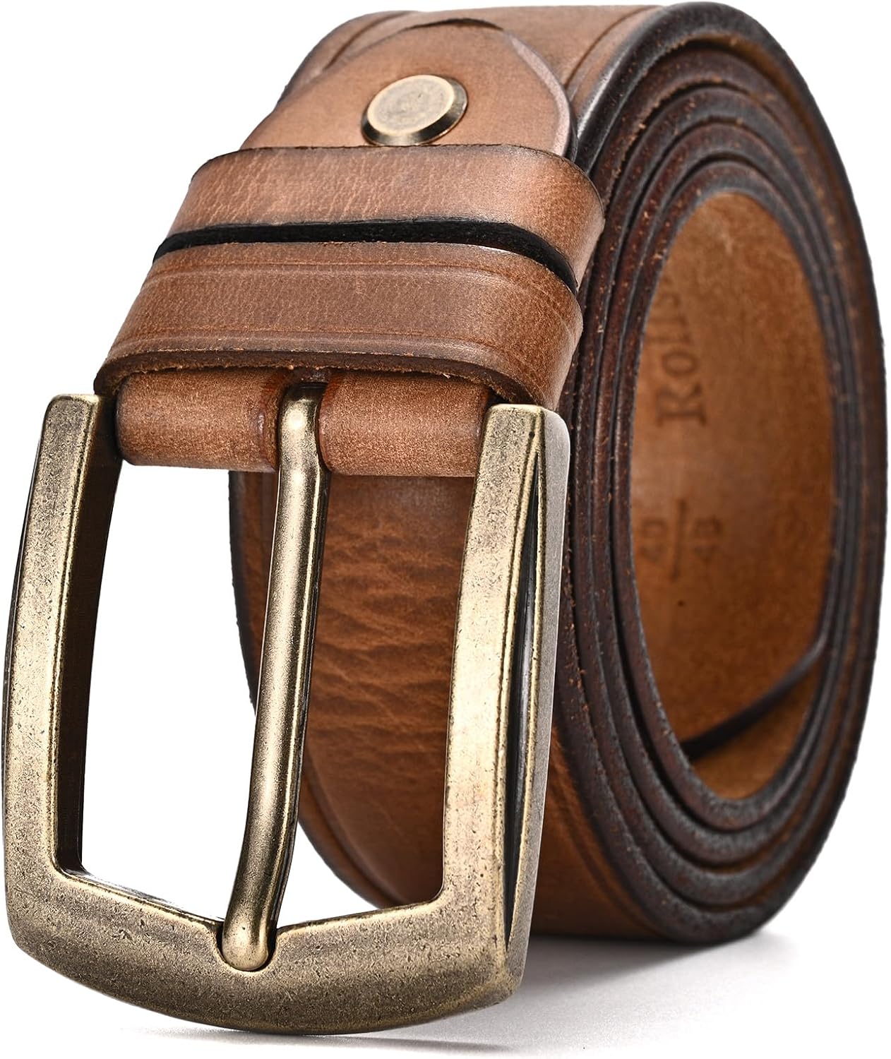 Luxury Full Grain Genuine Leather Belt Men Gift, 1.5" Wide Vintage Real Leather Western Cowboy Men's Belts