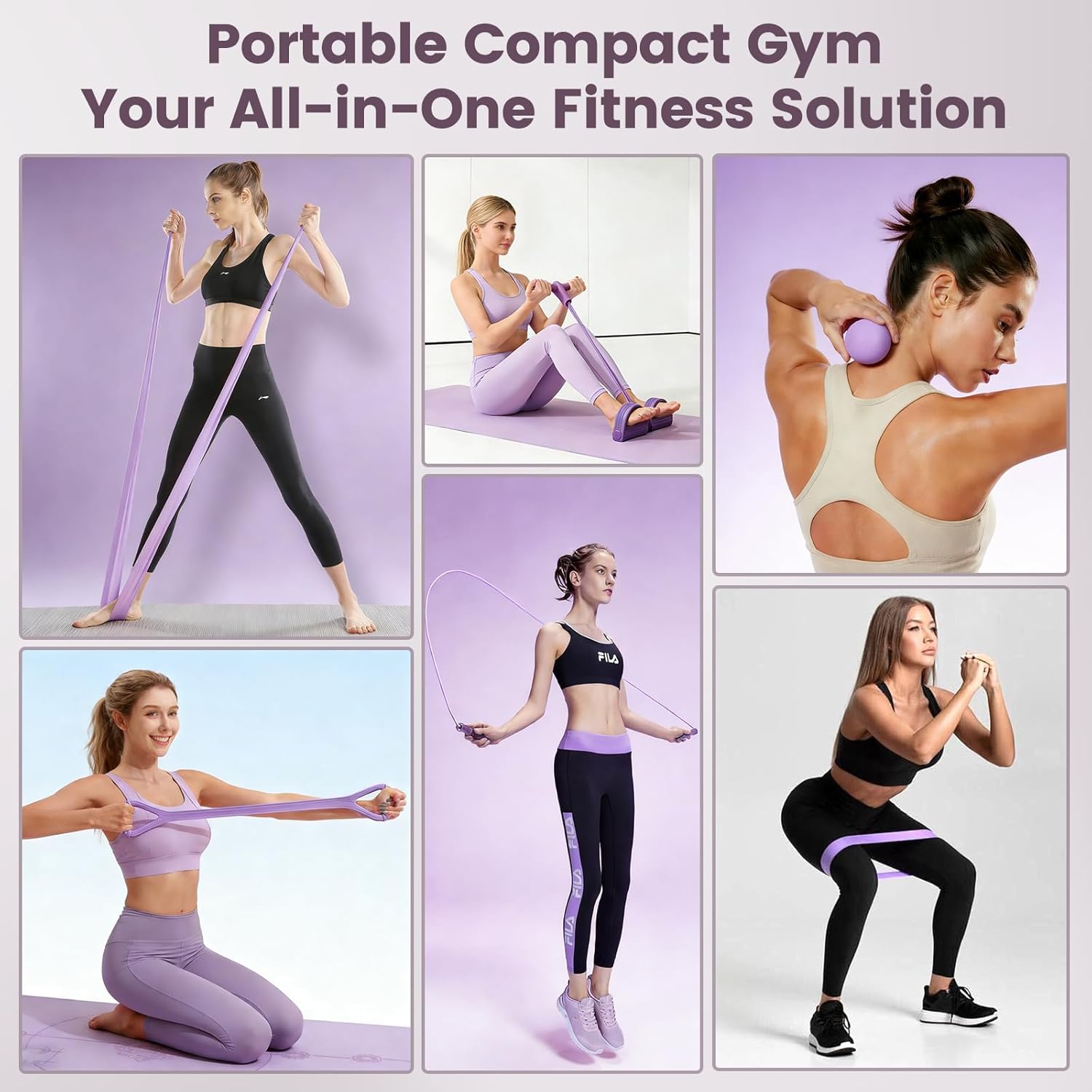 9-in-1 Home Workout Equipment for Women, Pedal Resistance Band with Handle, Thigh Master, Core Sliders & Exercise Bands with Workout Guide, Beginner Starter Kit for Ab Workout & Body Toning - Image 8