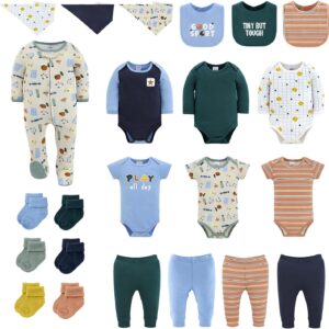 The Peanutshell 23-Piece Baby Boy Clothing Set, 100% Cotton, Newborn Essentials Must Haves, Blue & Multicolor