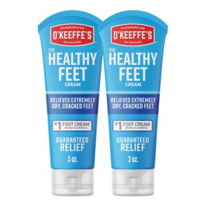 O’Keeffe’s for Healthy Feet Foot Cream – 3 oz Tube (2 Pack) – Guaranteed Relief for Extremely Cracked, Dry Feet, Repairing Skincare, Instantly Boosts and Retains Moisture Levels
