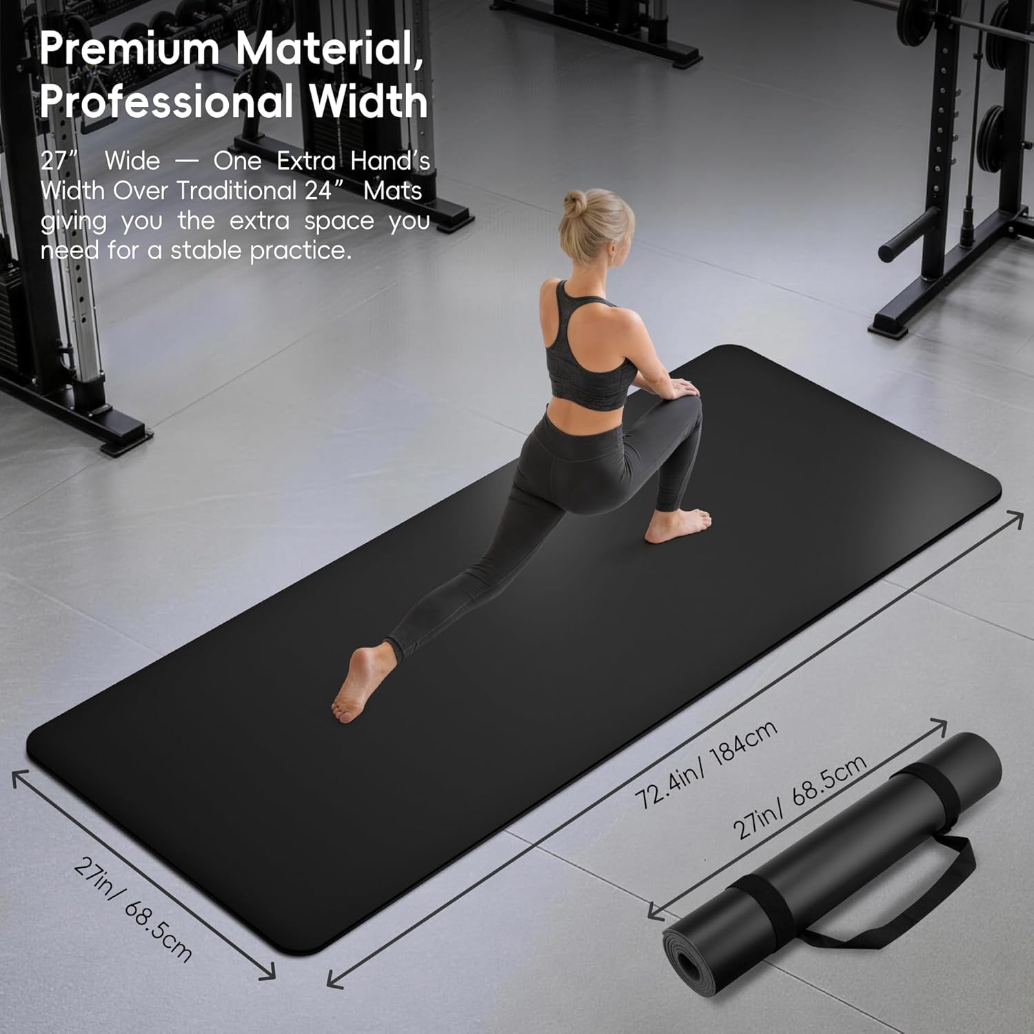 Professional PU & Natural Rubber Yoga Mat – Non Slip 5mm Thick Workout Mats for Women & Men, 72"x27" Wide Exercise Pad for Hot Yoga, Pilates, HIIT & Home Gym – Strap Included - Image 6