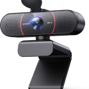 EMEET C960 4K Webcam for PC, 4K UHD CMOS Sensor, PDAF Auto Focus, Dual Omnidirectional Mics, Auto Light Correction, 73° FOV, Plug&Play Webcam w/Privacy Cover, Works w/Zoom/Teams/Skype/Google Meet