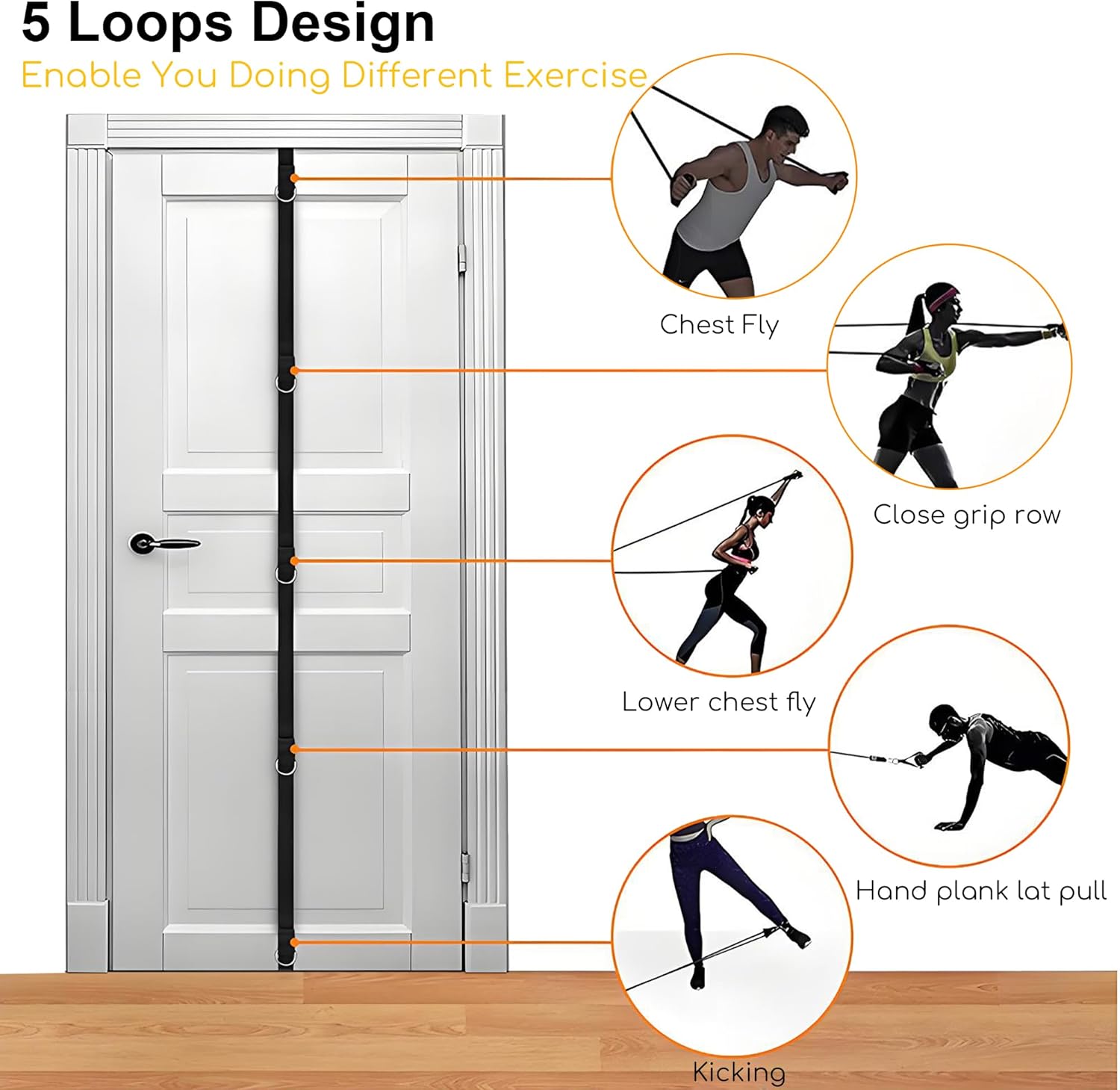 Resistance Bands Set with Door Anchor Training System, 5 Colors Stackable up to 150LBS, Includes 5-Angle Door Training Tool, Home Full Body Workout Bands, Handles, Ankle Straps, Portable Bag - Image 6