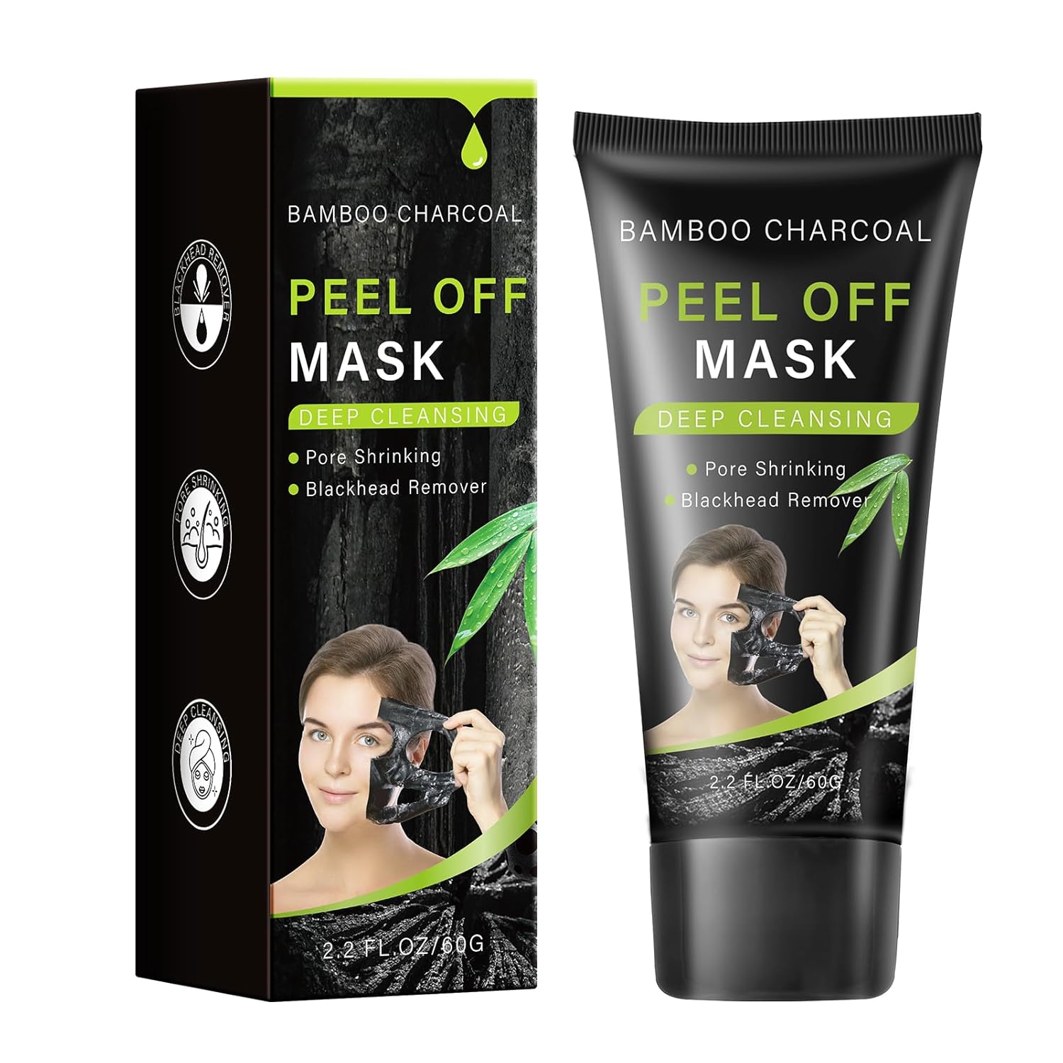 IREV Blackhead Remover Mask, Bamboo Charcoal Peel Off Mask, Charcoal Face Mask for Deep Cleansing, Blackheads, Acne, Dirts, Pores And Skin Oil, Suitable for All Skin Types