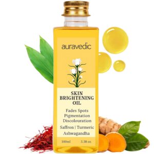 Auravedic Turmeric Oil for Glowing Skin | Face Massage Oil with Saffron & Ashwagandha | Supports Radiance & Skin Clarity | Suitable for All Skin Types | 3.38 Fl Oz (100 ml)