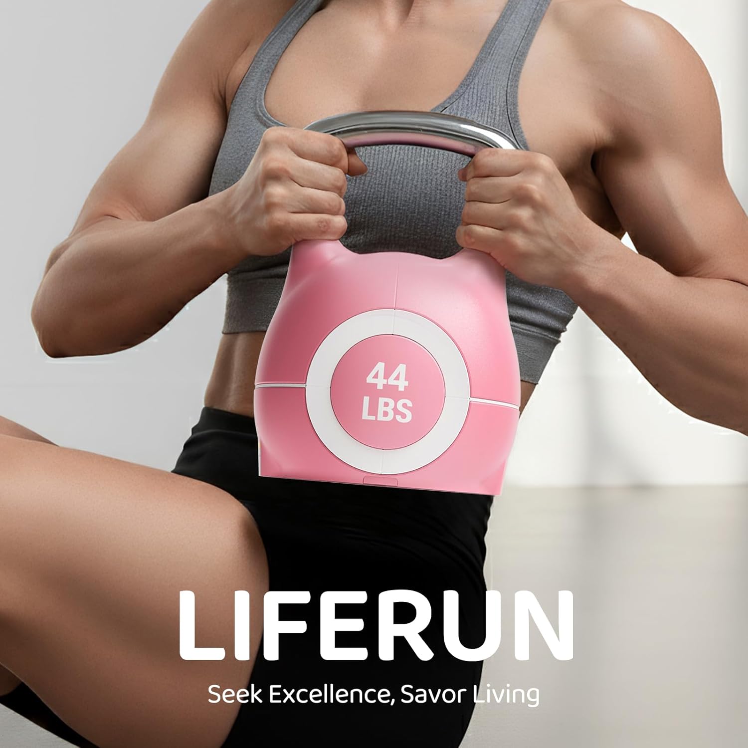 LIFERUN Adjustable Kettlebell Set - 7in1 Kettlebells, Choose 22.5 lb or 44 lb, Quick-Change Weight Dial & Safety Lock, Space-Saving Design, Full-Body Workout & Cross-Training - Image 3