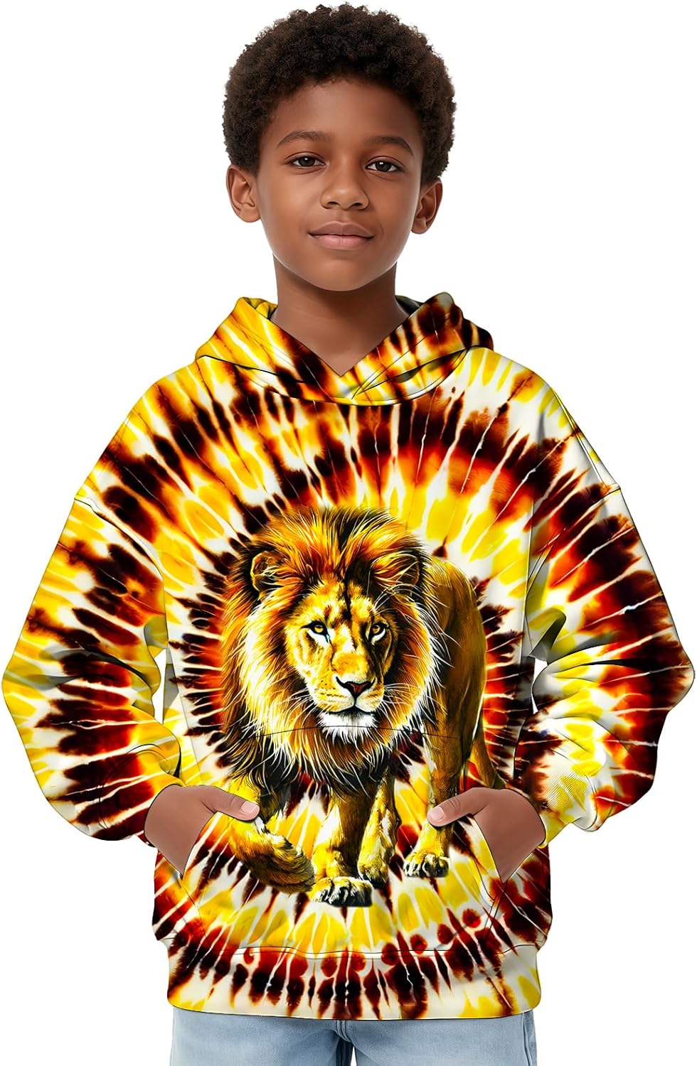 Kids Tie Dye Hoodie Sweatshirt Hooded Kangaroo Pocket Pullover Hoodies for Boys Girls - Image 3