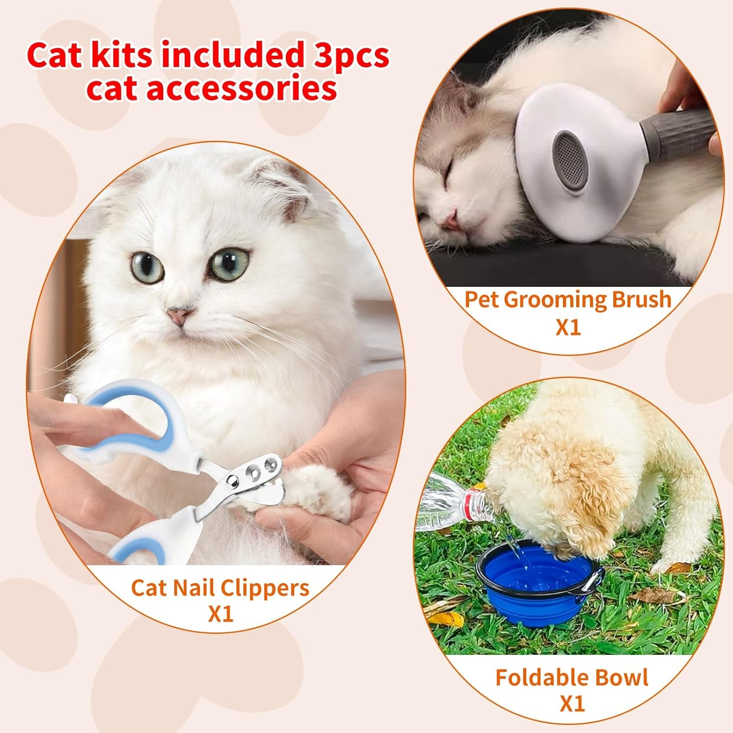 Pet Carrier Bag Airline Approved Up for Cats and Dogs Up to 20LBs, Soft Cat Carrier Dog Carrier Travel Kitten Carrier with Mat, Nail Clipper, Brush, Foldable Bowl Cat Accessories - Image 5