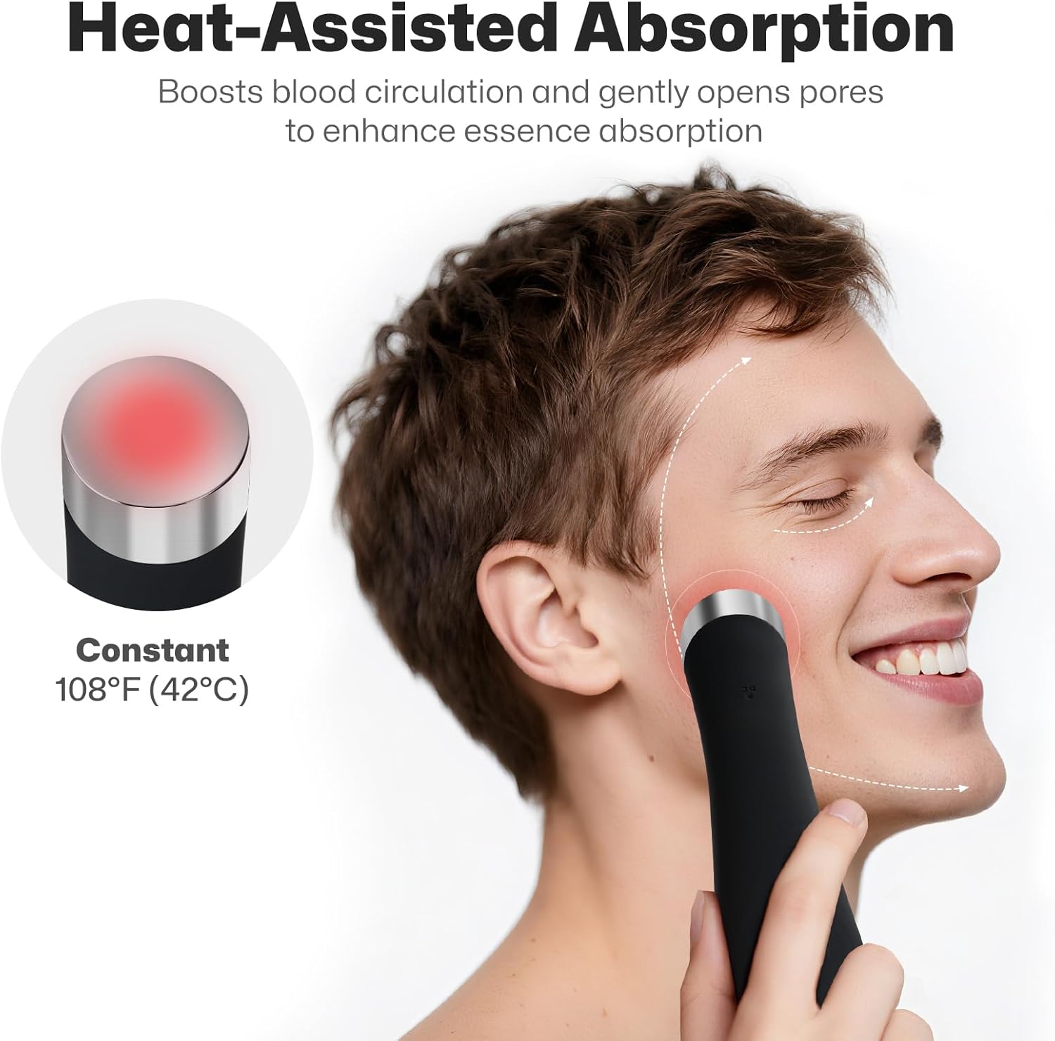 PRITECH Facial Cleansing Brush, Rechargeable Silicone Face Scrubber with Heat Massage End, Vibrating Exfoliator Scrubber for Deep Cleaning, Waterproof Face Brush for Women and Men (Black) - Image 6