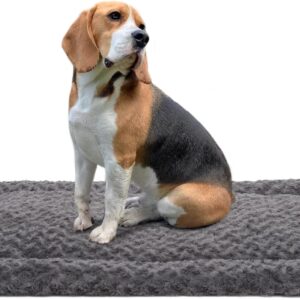 Washable Dog Bed Mat Ultra Soft Dog Crate Pad Comfy Fluffy Pet Kennel Beds Sleeping Mattress for Large Jumbo Medium Small Dogs, 36 x 23 Inch, Gray