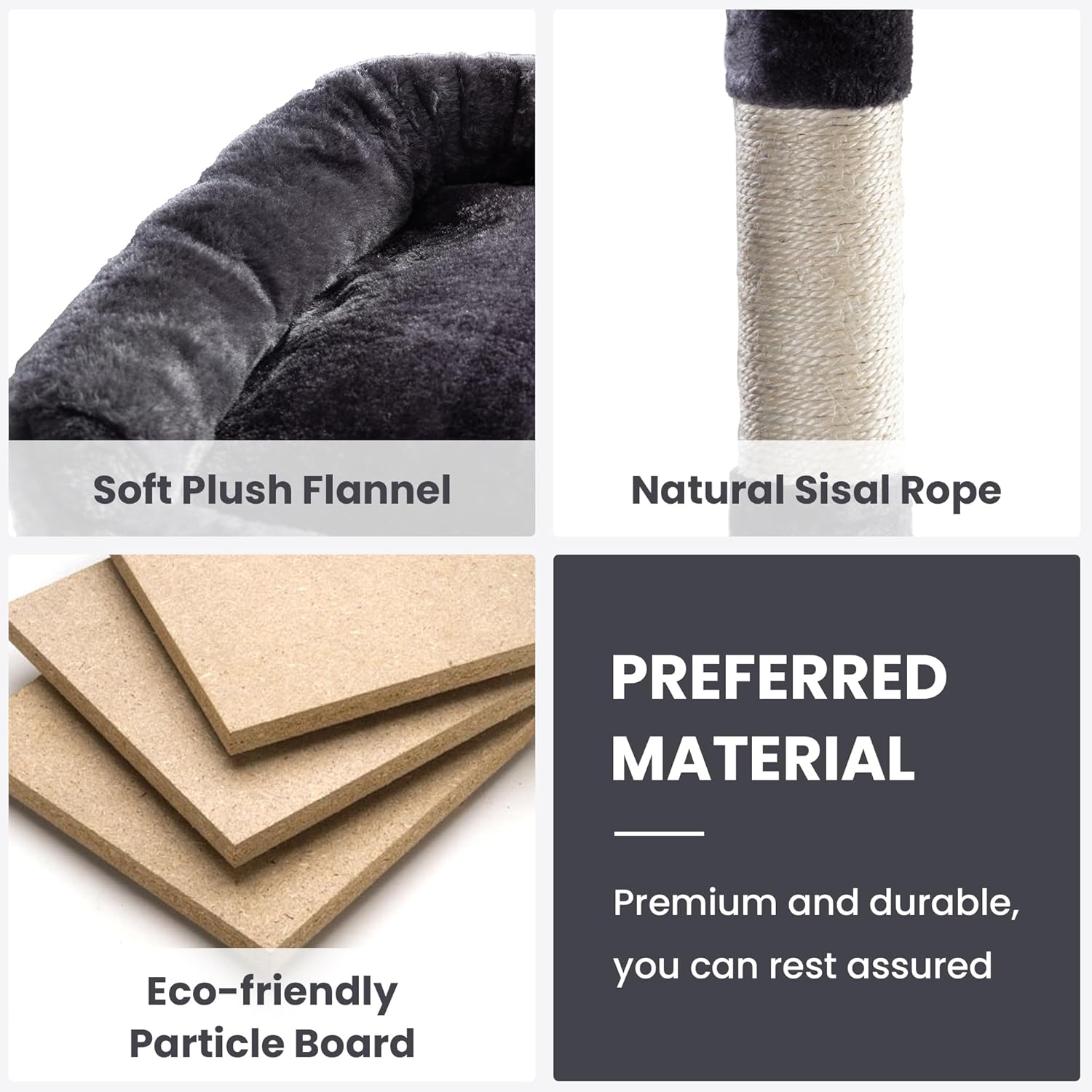 SHA CERLIN 68 Inches Multi-Level Large Cat Tree for Large Kitties/Big Cat Tower with Condo/Cozy Plush Pussycat Perches/Sisal Scratching Posts and Hammocks/Activity Center/Dark Grey - Image 5