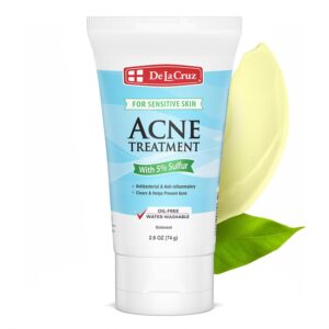 De La Cruz 5% Sulfur Ointment – Cystic Acne Treatment for Face and Body – Daily 10 Min Spot Treatment Mask – Safe and Effective Game Changing Hormonal Acne Treatment that Clears Up Pimples 2.6oz Tube