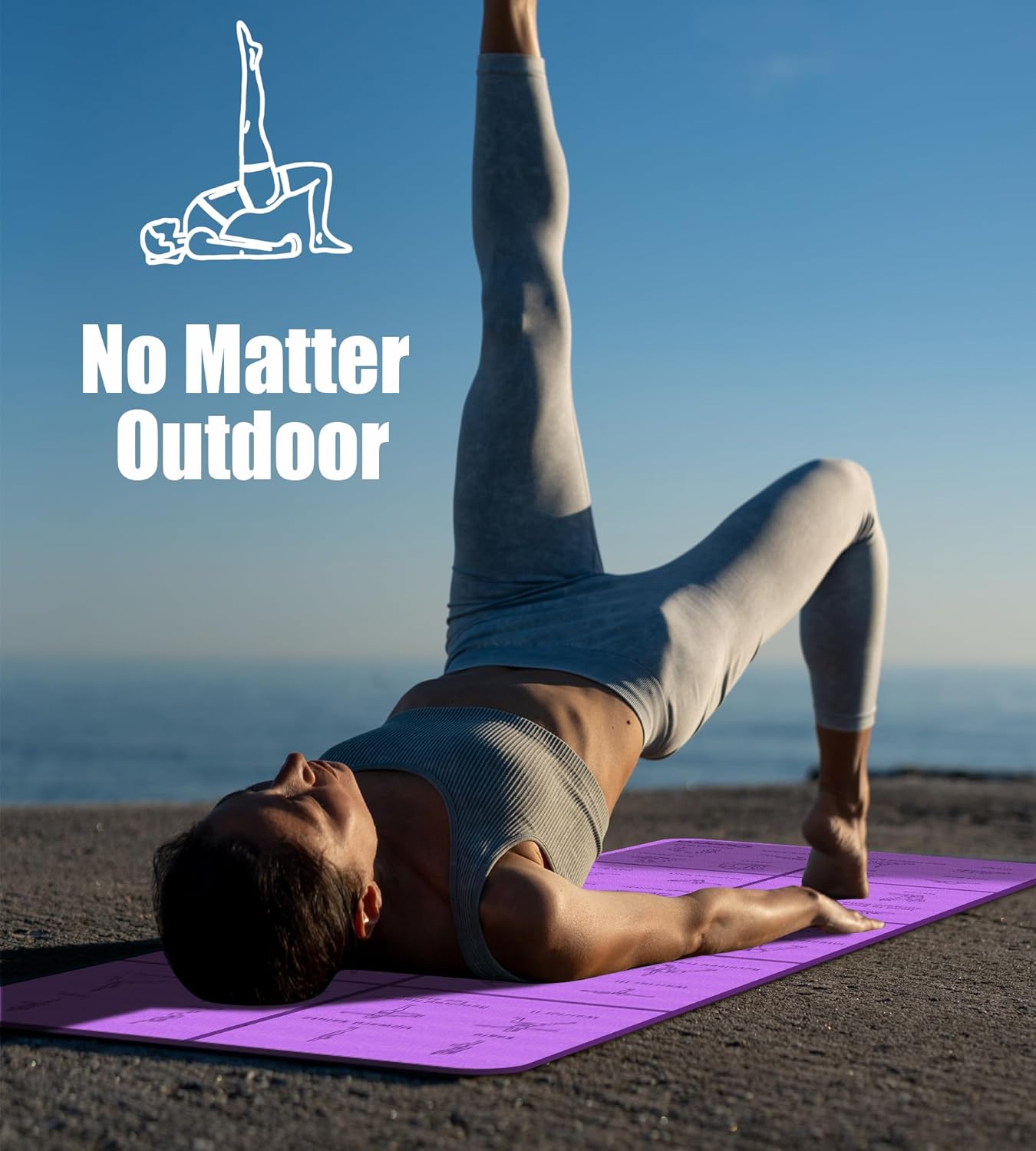 Foldable Thick Yoga Mat with Asanas Poses -Christmas Gifts for Wife and Girls, Non-slip 8mm Thicken Instructional Exercise Mat for Home Workout, 72"x24"x0.3" (Purple) - Image 4