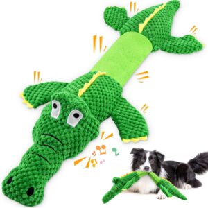 WOWBALA Interactive Squeaky Dog Chew Toy, Ideal Dog Toys for Small, Medium & Large Dogs, and Tug of War Lovers – Stuffed Plush Crocodile -Shaped Pet Toys