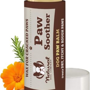 Natural Dog Company Paw Soother Balm & Wax – Dog Paw Balm & Moisturizer for Dry, Cracked Paw Pads, Helps Moisturize & Condition Winter-Worn Paws, Coconut Oil & Calendula, Daily Paw Care, 0.15 oz Stick