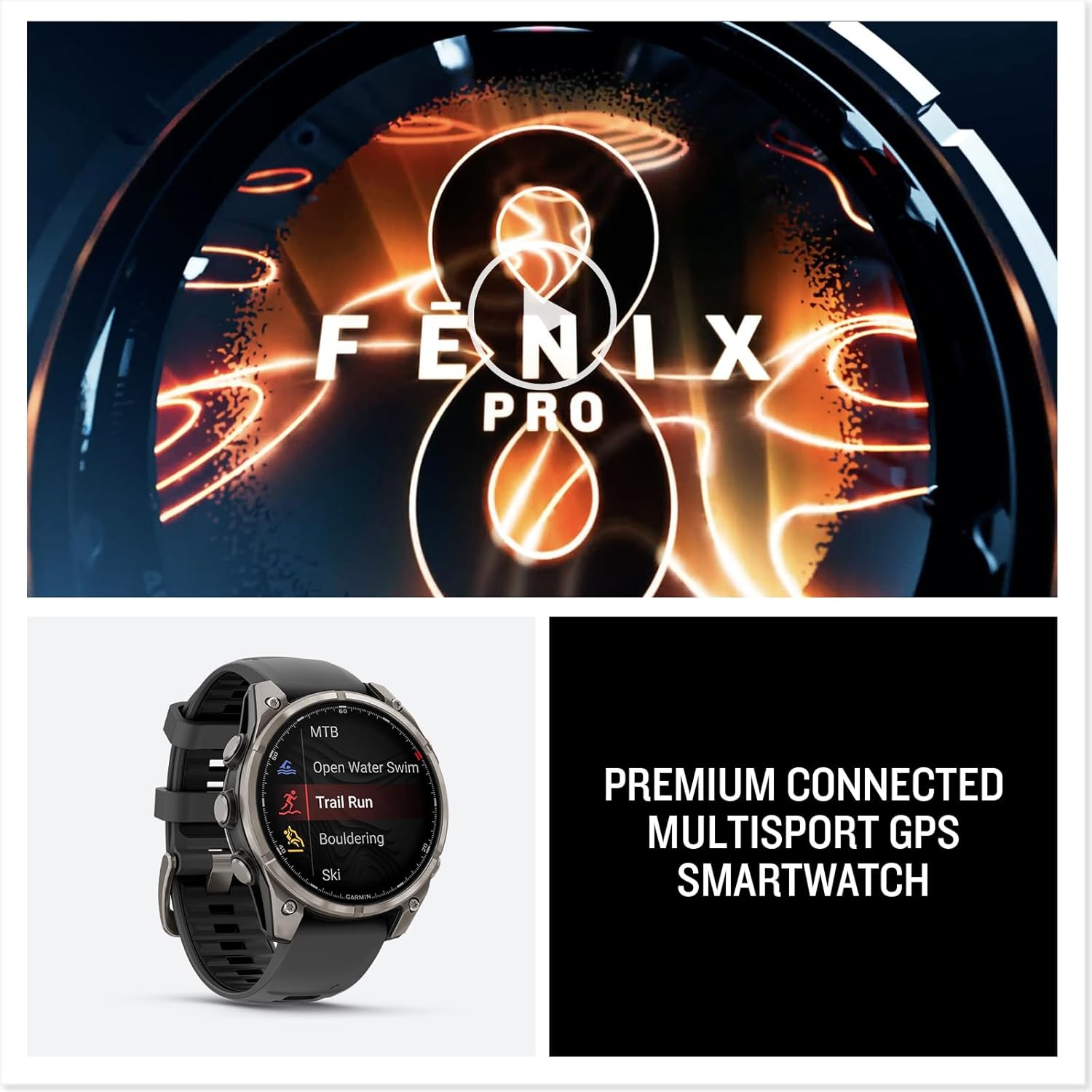 Garmin fēnix® 8 Pro, 47mm, AMOLED Display, Premium Connected Multisport GPS Smartwatch, inReach® Technology, Sapphire, Titanium with Graphite/Black Silicone Band - Image 8