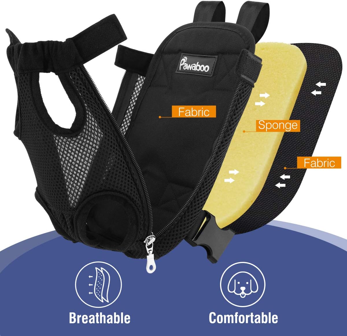 Pawaboo Pet Carrier Backpack, Adjustable Pet Front Cat Dog Carrier Backpack Travel Bag, Legs Out, Easy-Fit for Traveling Hiking Camping for Small Medium Dogs Cats Puppies 2.5-5lbs, S, Black - Image 6