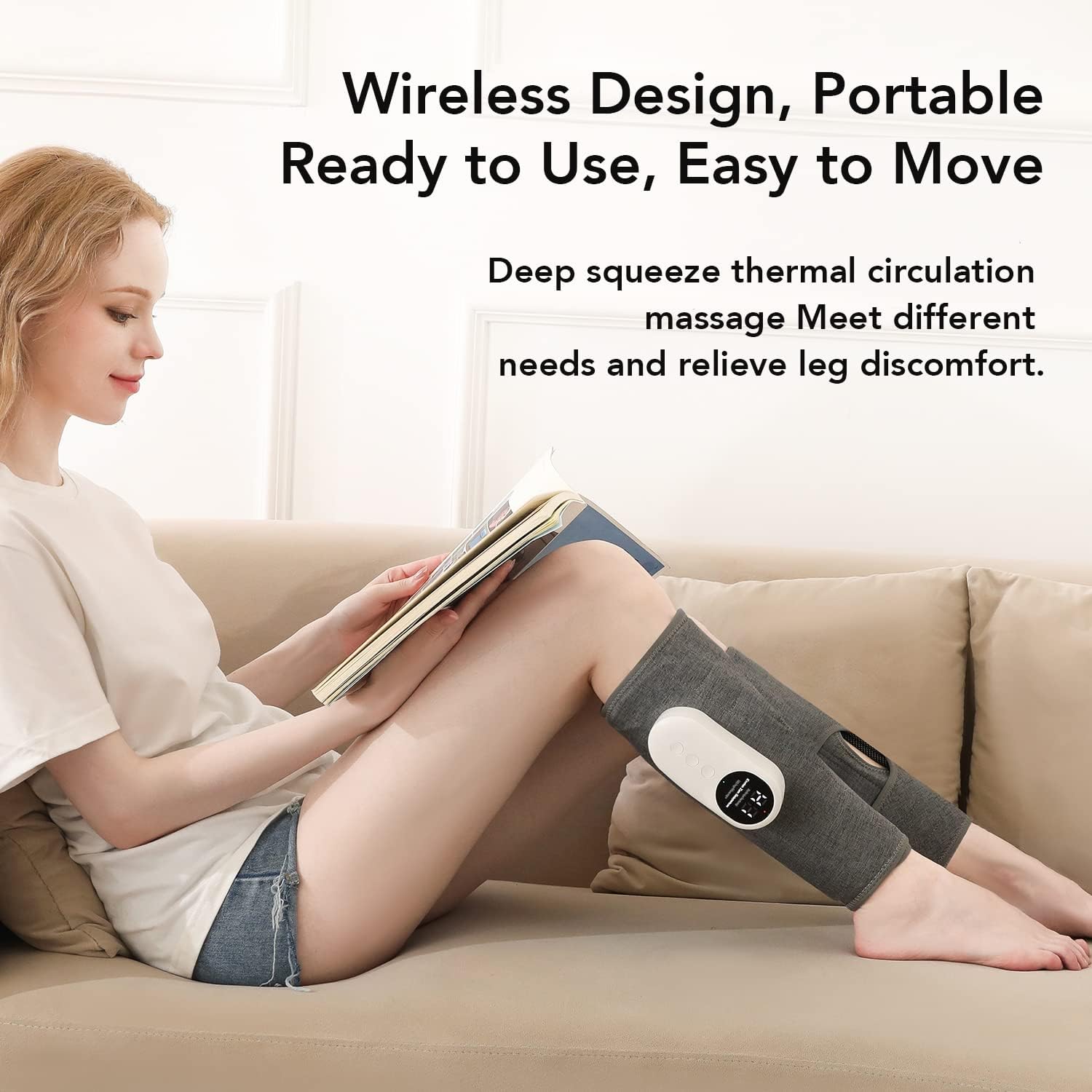 LINGTENG Leg Massager for Circulation and Pain Relief, Calf Air Compression Massager with Heat, Leg Massager with 3 Intensities, 3 Modes, Easy to use, Muscle Relaxation, Gifts (Pair) - Image 8