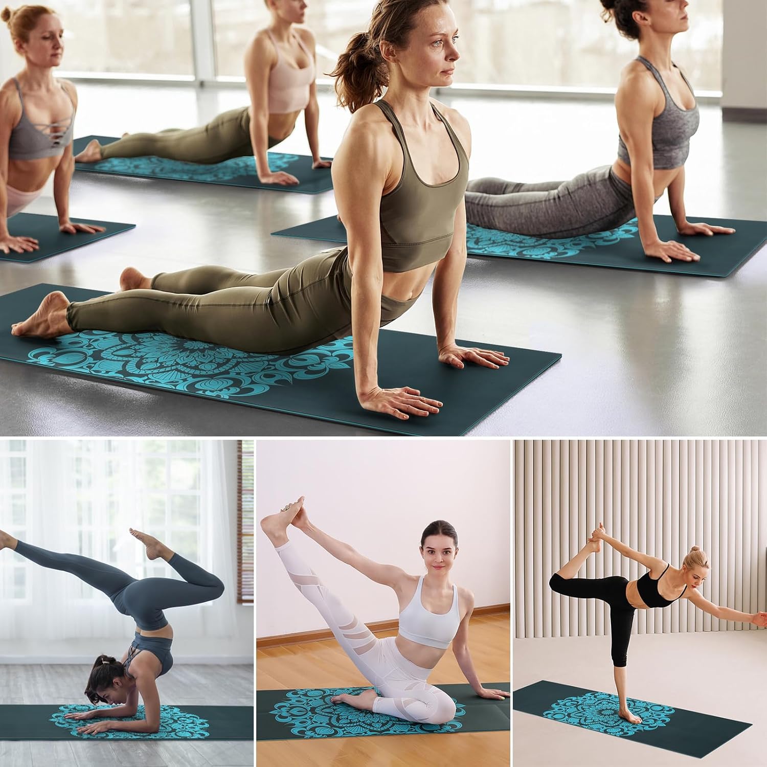 Avoalre Folding Yoga Mat, 72"x 32"x 0.24" Extra Wide Non-Slip Exercise Fitness Yoga Mats, Eco-Friendly High Density 6mm Thick Print Pilates Mat with Carrying Bag for Women Men Home Workout - Image 5