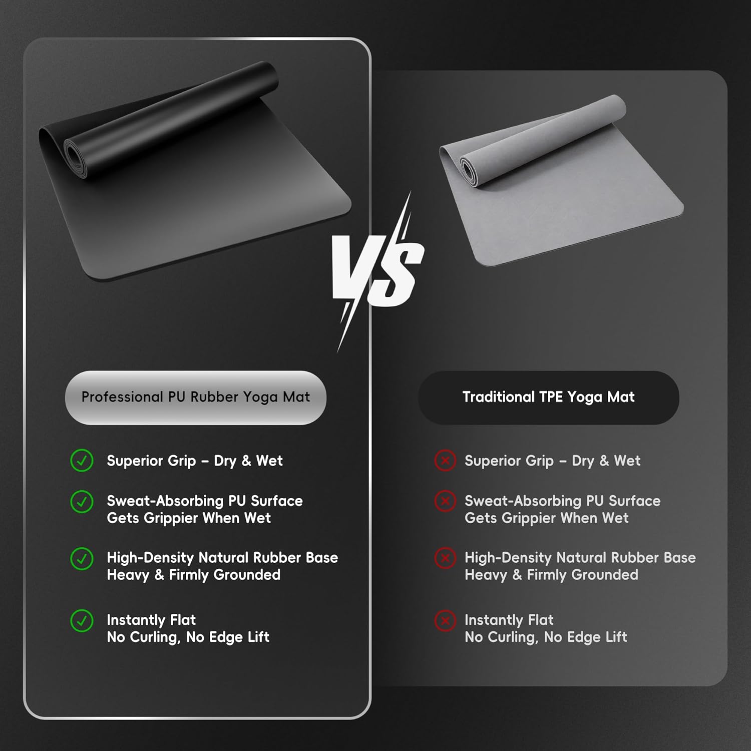Professional PU & Natural Rubber Yoga Mat – Non Slip 5mm Thick Workout Mats for Women & Men, 72"x27" Wide Exercise Pad for Hot Yoga, Pilates, HIIT & Home Gym – Strap Included - Image 2