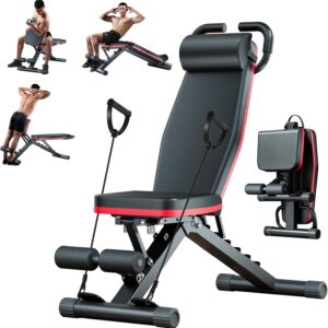 2026 1000LBS Adjustable Weight Bench, Multi-Functional Incline Decline Flat Bench Press, Foldable Full Body Dumbbell Workout Bench for Home Gym Weight Training, Sit Ups, Space-Saving Fitness Equipment