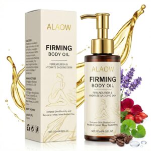 ORIWAVE Firming Body Oil with Rose Oil & Squalane Tightening, Lifting for Arms, Stomach & Thighs Infused with Sodium Hyaluronate, Argan & Coffee Oil for Deep Hydration – 4.06 FL OZ (Pack of 1)