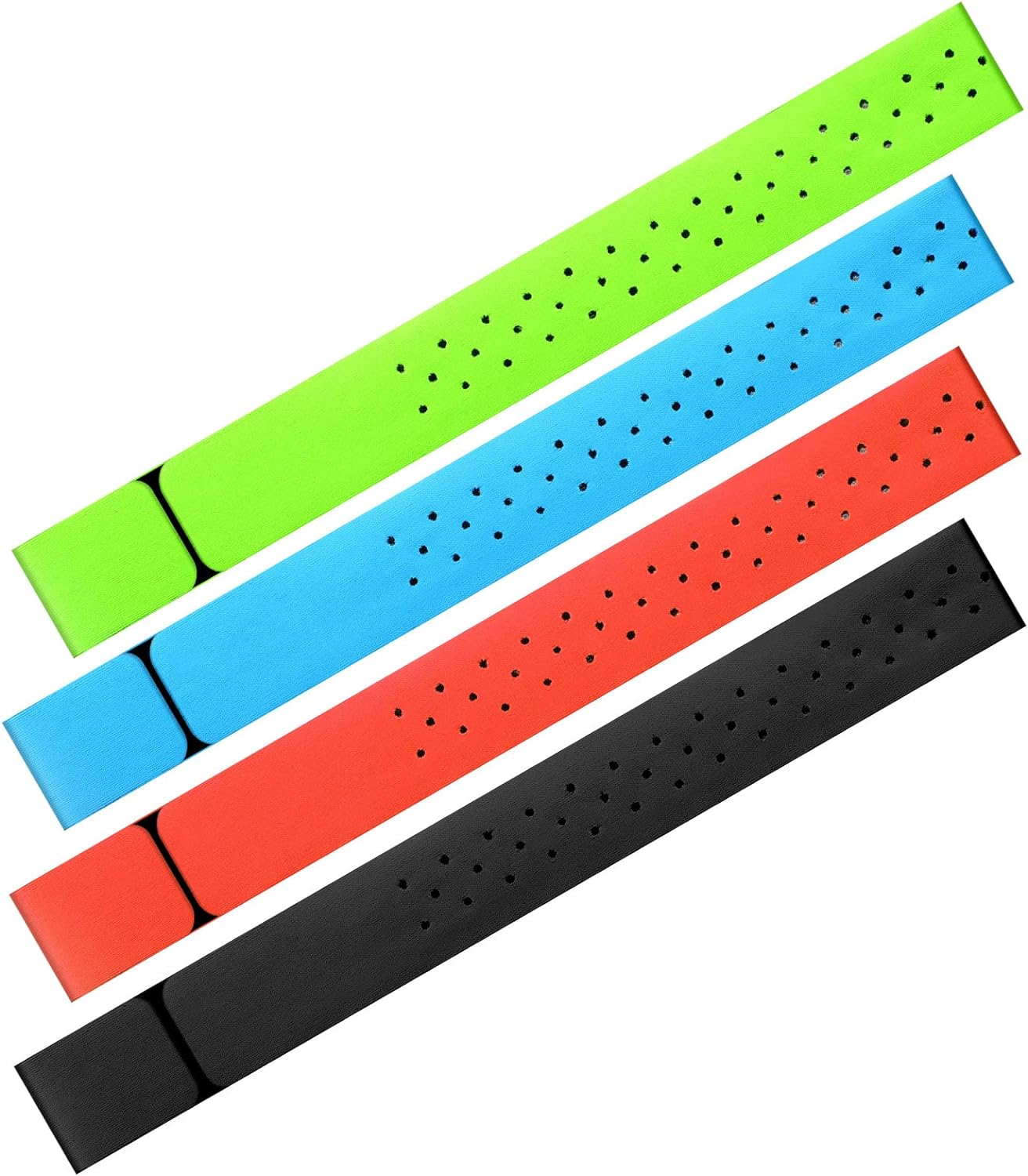 Oudain 4 Pcs Heart Rate Monitor Replacement Strap Band, Soft Heart Rate Monitor Armband Strap, Theory Fitness Adjustable(0.8 x 15.8 Inch,Black, Orange, Green, Blue)
