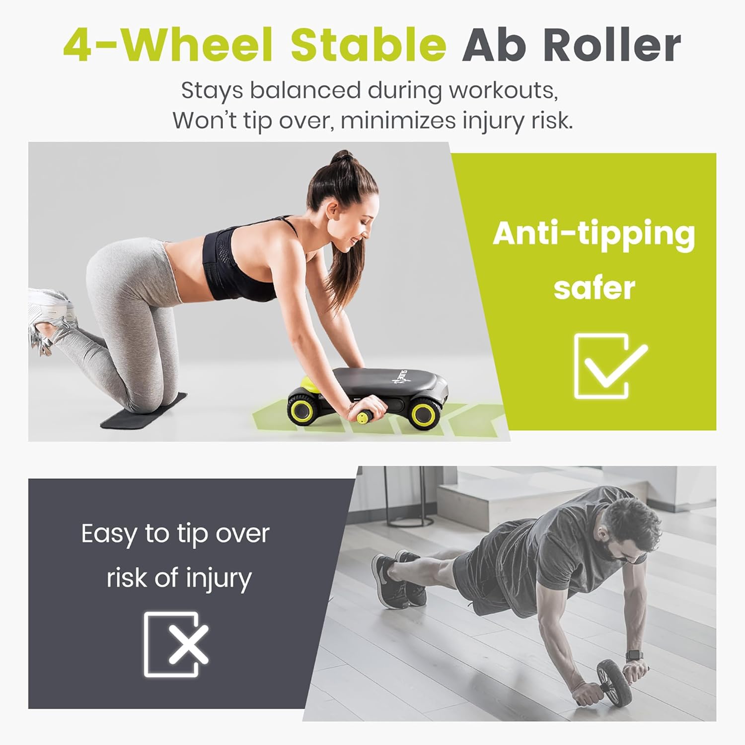 WONDER CORE Slide Fit, Ab Roller Board with 4 Wheels, Automatic Rebound Abdominal Wheel for Core Workout, Ab Exercise Equipment, Abdominal Exerciser, Heroboard Fitness Rolling Board with Knee Pad - Image 5