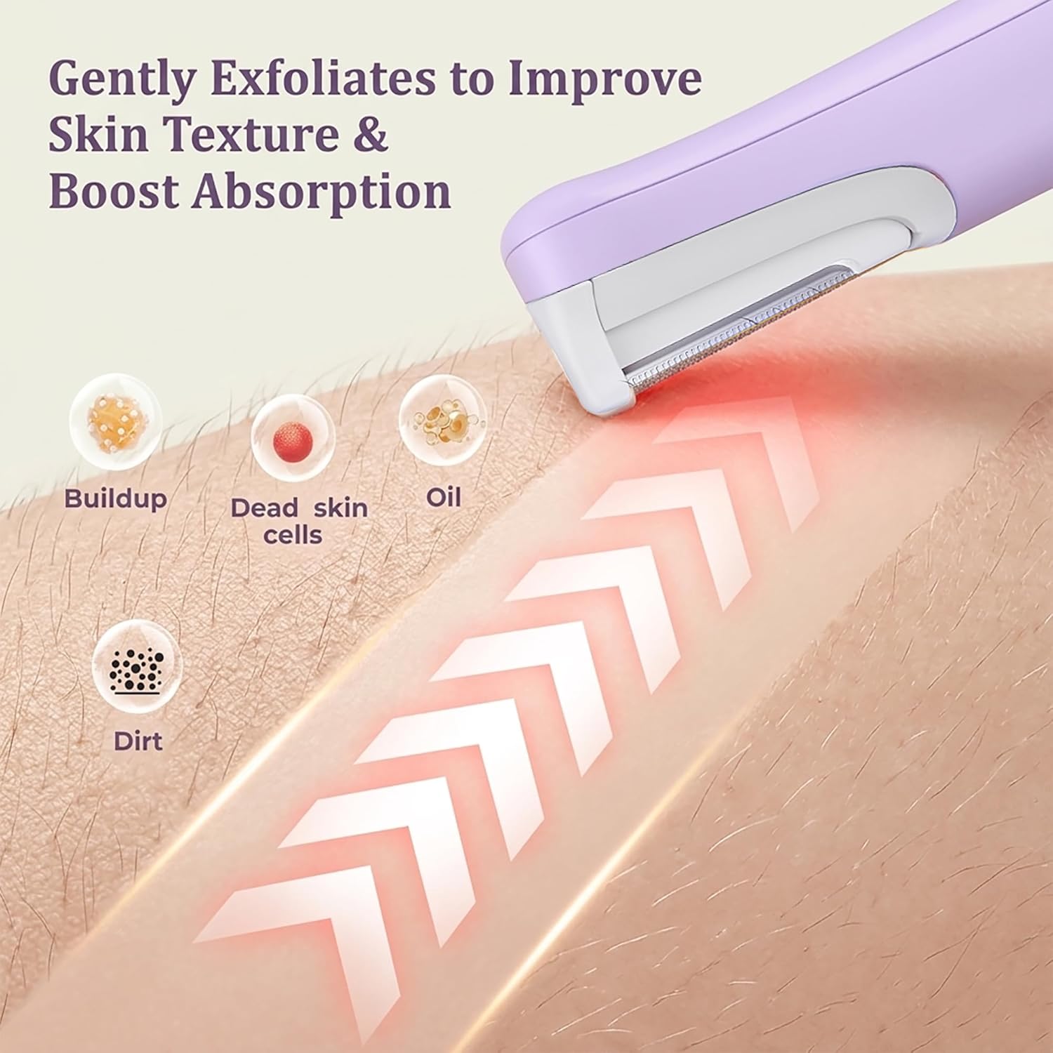 Dermaplane Razor for Women Face, WLU Rechargeable Face Dermaplaning Tool – Peach Fuzz, Facial Hair & Exfoliation Removal, Sonic Technology with LED Light, 3 Speeds & 10 Blades (Purple) - Image 4