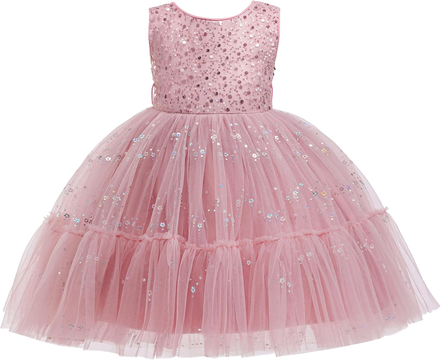 Flower Girls Sequin Dress Formal Kids Tulle Tutu Wedding Princess Prom Pageant Birthday Party Ball Gown