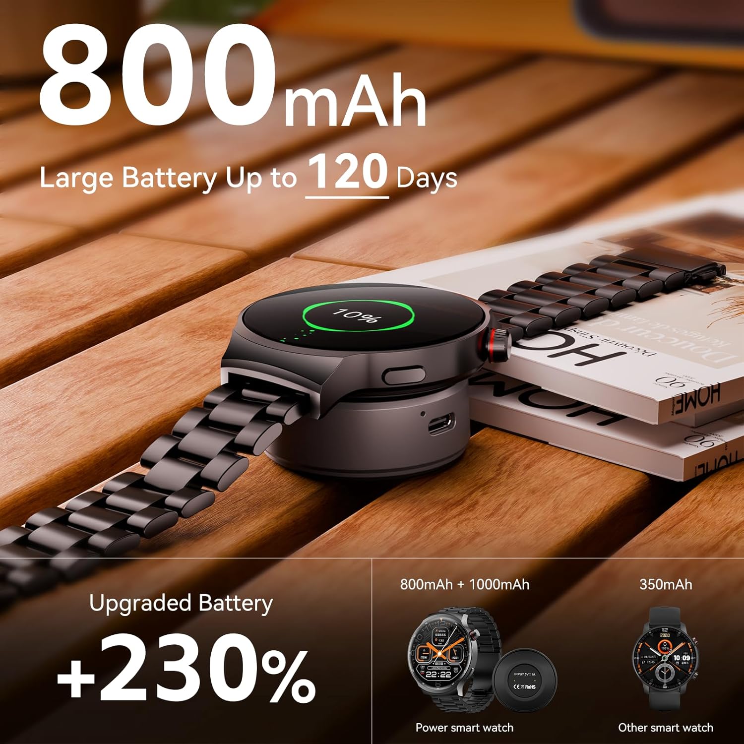 AMAZTIM Smart Watch for Men, 1.85" Ultra-Large HD Display, 120-Day Battery Life with 1000mAh Charging Case, Military-Grade Materials,Answer/Dial Calls, 24/7 Heart Rate & Sleep Monitor,Android & iOS - Image 3