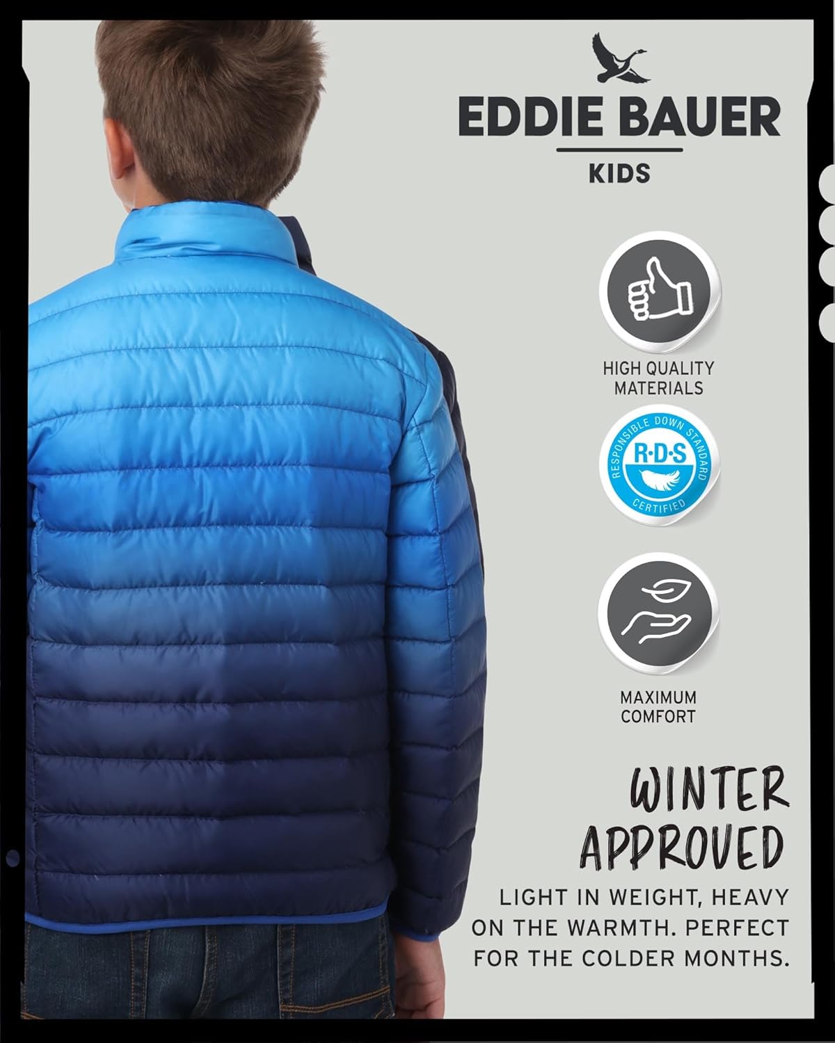 Eddie Bauer Kids' Jacket - CirrusLite Weather Resistant Down Coat for Boys and Girls- Insulated Quilted Bubble Puffer (5-20) - Image 6