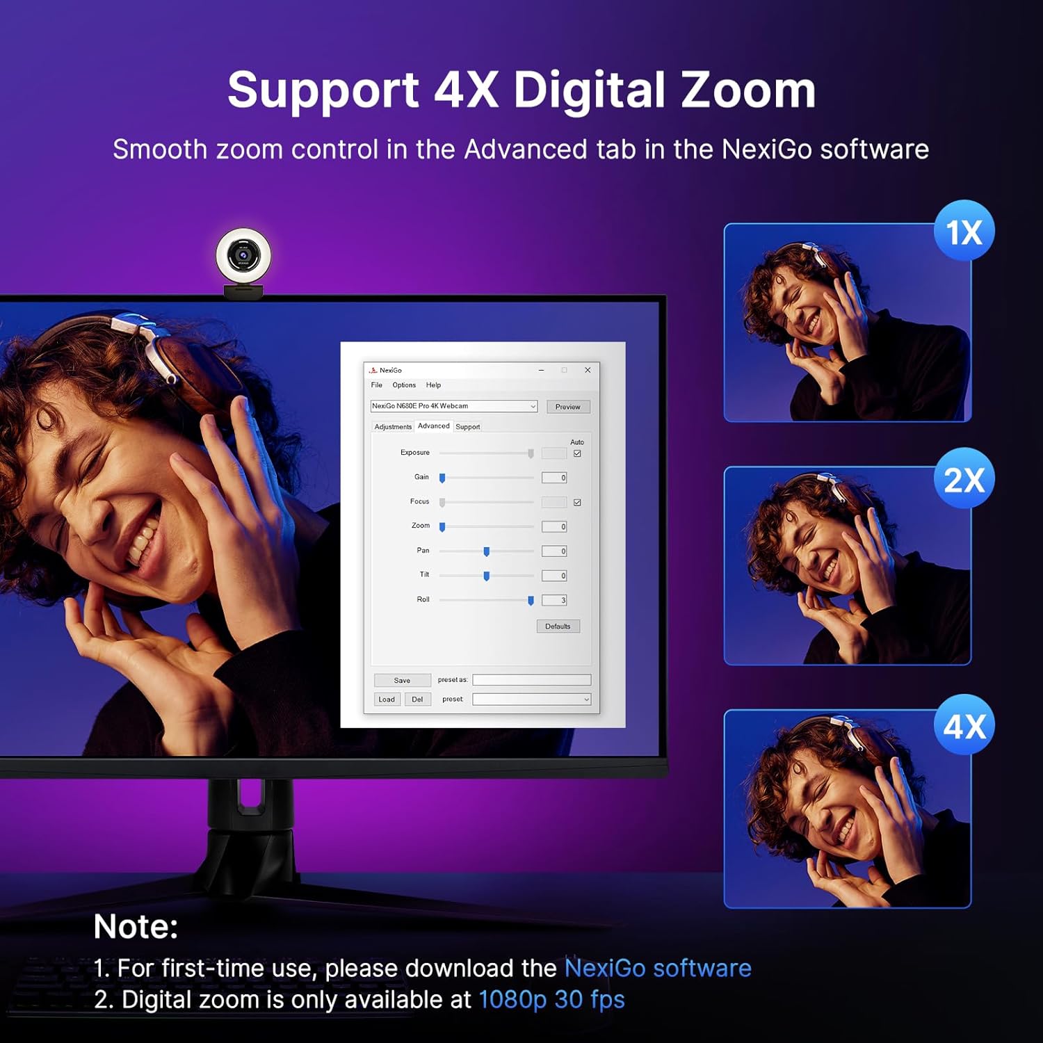 NexiGo N680E Pro 4K Webcam with Ring Light, PDAF Autofocus, 1080p 60FPS, Dual Noise-Canceling Mics, Privacy Shutter, USB Plug-and-Play for Zoom, Teams, Twitch, Google Meet - Image 8